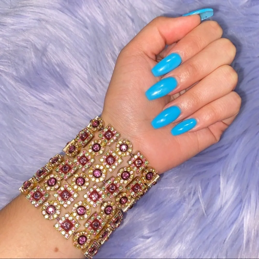 Two Golden Pink Rhinestone Bracelets